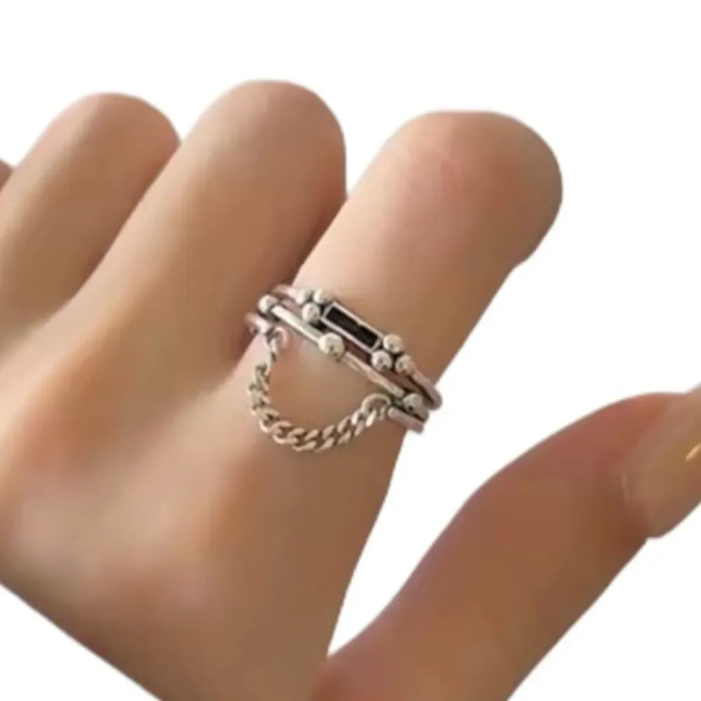 The mini chain adjustable ring in 925 silver